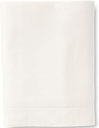Lands' End 5oz Flannel Solid Flat Sheet White Queen Flat Sheet