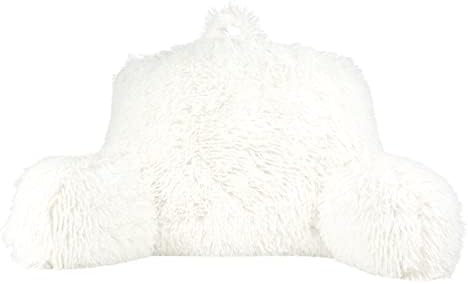 Shaggy Bed Rest Back Support Pillow For Adults And Kids, Lumbar And Arm Support On Bed, Chair, Couch, Sofa And Floor - Large Reading Pillow, 30" X 21", Cool Gray
