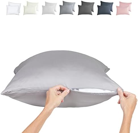 Queen Bamboo Pillow Cases - Bamboo Pillowcase Set Of 2, Bamboo Pillowcases Queen Size 2 Pack, Cooling Pillow Case 30x20 Zippered Pure 100% Viscose Hotel Quality
