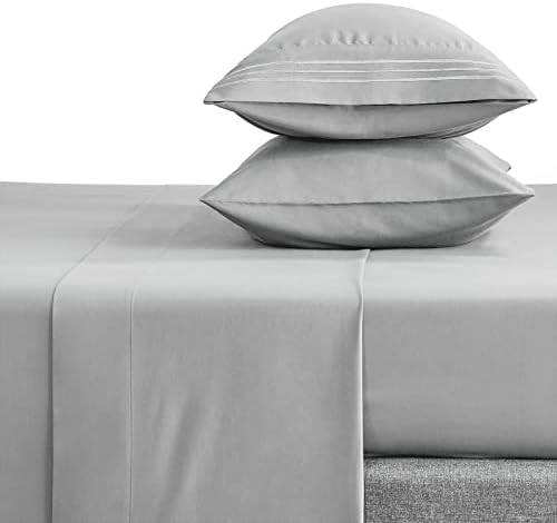 Queen Bed Sheets Set 1800 Series 4-Piece Embroidered Double Brushed Microfiber Sheets 16" Deep Pocket Hotel Soft Luxury Bedding Sheet Set, Wrinkle Resistant, White