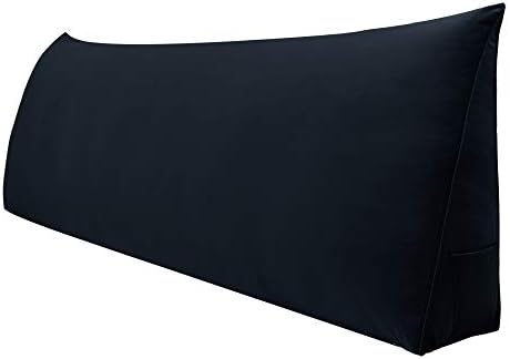 WOWMAX Triangular Wedge And Body Positioners Reading Pillow Large Bolster Headboard Backrest Support Cushion For Day Bed Bunk Bed With Removable Cover Twin Velvet Gray