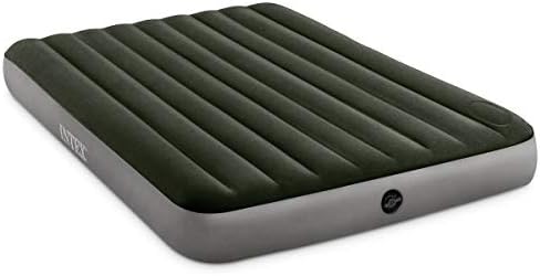 Intex NTEX 64761E Dura-Beam Standard Downy Air Mattress: Fiber-Tech – Twin Size – Built-in Foot Pump – 10in Bed Height – 300lb Weight Capacity