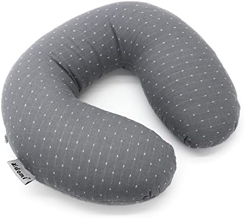 Edomi Buckwheat U-Shaped Neck Pillow Adjustable Buckwheat Hull Pillow With Pillowcase, Neck Support For Pain Relief, Neck And Shoulder Relax Cervical Pillow (12x12 Inch, Gray)