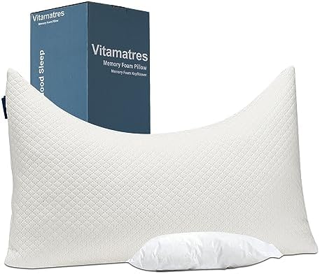 Sandwich Memory Foam Pillows Queen Size, Ergonomic Contour Cervical Pillow For Side Back Stomach Sleeper, Orthopedic Pillow For Neck Pain Relief, RUCO-BAC Cover
