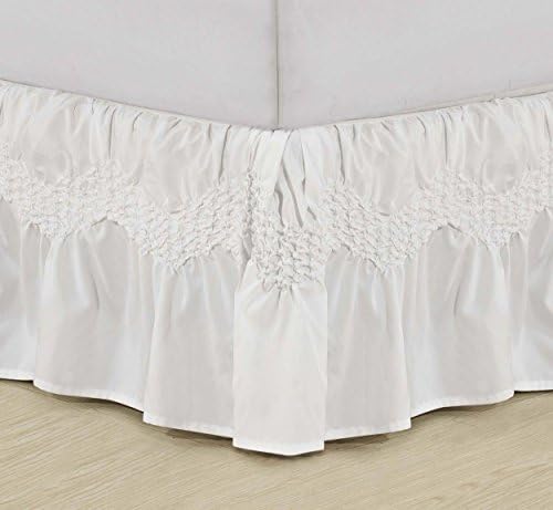 Luxury Hotel Quality Wrinkle And Fade Resistant Puff Collection Ruffled Bed Skirt 14inch Drop, King, White