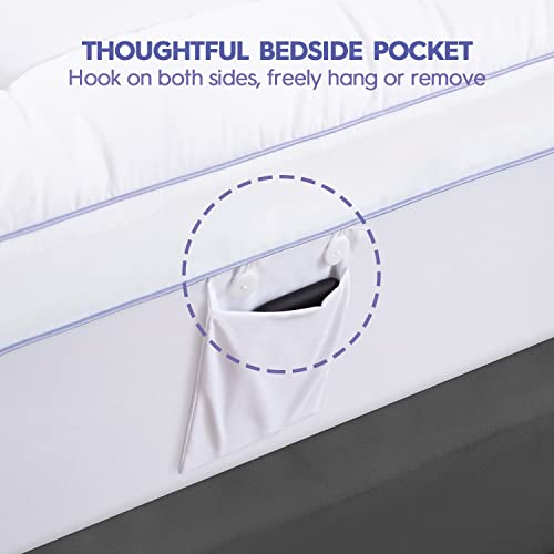 ABENE 4 Inch Dual Layer Memory Foam Mattress Topper Queen, 2 Inch Cooling Gel Memory Foam Plus 2 Inch Down Alternative Pillowtop Mattress Pad With Bedside Pocket