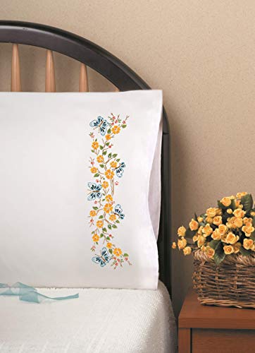 Design Works Crafts Butterfly Branch, 20" X 30" Stamped Pillowcases,Blue