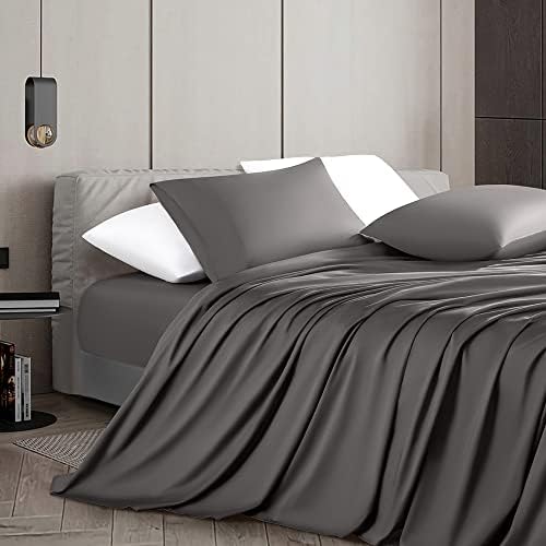 100% Cotton Queen Size Sheets Set - 1000 Thread Count,Luxury Egyptian Cotton Bed Sheets,Breathable & Smooth Hotel Sheets, 16 Inch Deep Pocket - 4 Piece (Queen, Black)