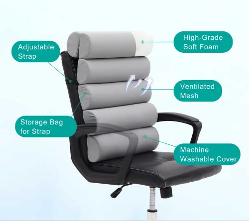 Lumbar Support Pillow For Office Chair,Computer/Desk Chair/Couch,Back Support Pillow Adjustable,Breathable Mesh Cover,Patented 6-fold Semicircular Back Cushion Hanging On Office Chair,Medium Soft