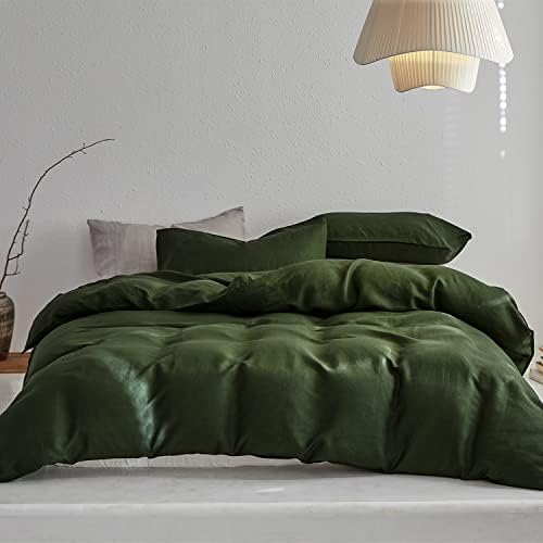 TOSMO Linen Duvet Cover Set, 100% French Flax Natural Linen Bedding 3pcs Set, Soft Breathablefor Hot Sleepers 1 Duvet Cover And 2 Pillowcases(Natural Linen, King)