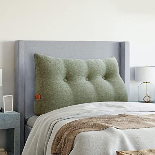 VERCART Triangular Headboard Wedge Pillow Daybed Pillows Bed Headboard Pillow Wedge Bed Rest Reading Pillow Gap Filler Triangle Back Cushion Lumbar Positioning Upholstered Linen Blend Grey Twin