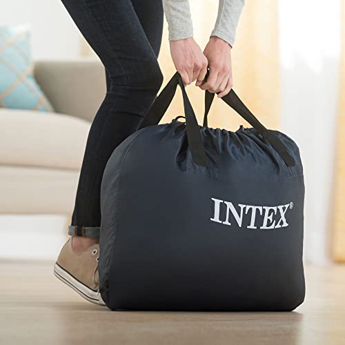 Intex 64427ED Dura-Beam Delux Ultra Plush Fiber-Tech Inflatable Air Mattress With Built-in Electric Pump, 18" Bed Height, 300lb Capacity, Twin