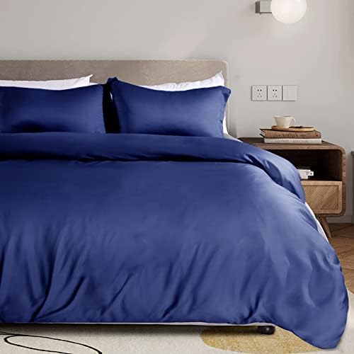 NEXHOME PRO 100% Organic Bamboo Duvet Cover Set King - Lightweight Summer Cooling Comforter Cover For Hot Sleepers 104"x90" 3pcs Breathable White Bedding With Corner Ties,Zipper Closure, No Insert