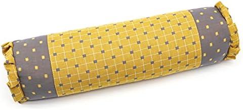 Edomi Buckwheat Neck Roll Pillow - Cervical Bolster Pillow Cylinder Lumbar Support Hard Round Side Sleeping Pillow For Shoulder Pain Buckwheat Hulls Fill (16x4 Inch, Yellow)