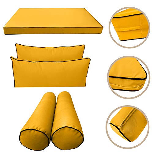 |SLIPCOVER ONLY|S1 Outdoor Daybed Mattress Bolster Backrest Cushion Covers Contrast Trim Twin AD108