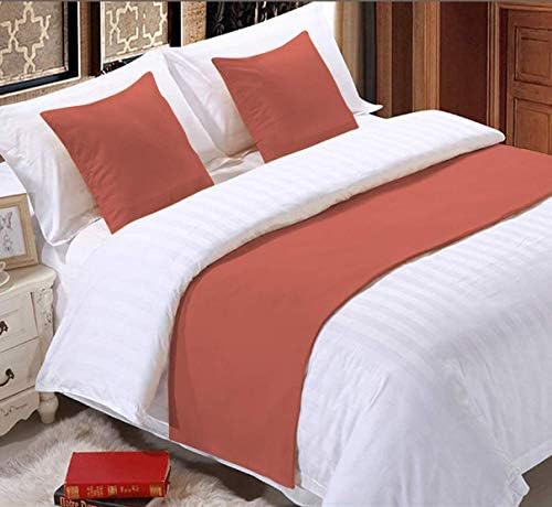 Sheets N More 800 Thread Count Solid 1 Piece 18" Bed Runner Scarf Protector Slipcover Bed Decorative Scarf (Queen (90 X 18), Red)