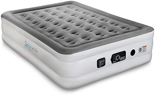 Serene Life Built In ComfortCoil Technology & Internal High Capacity Pump | Elevated Raised Air Mattress Quilt Top 1-Year Guarantee Twin Size, Gray