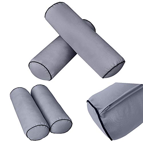 PROLINEMAX |Cover ONLY| Outdoor Style 3 Full Contrast Trim Daybed Mattress Bolster Pillow Fitted Sheet AD001