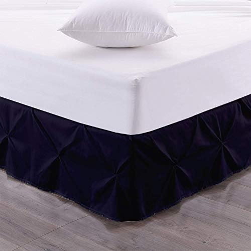 Pinch Pleated Split Corner Bed Skirt 100% Egyptian Cotton 600 Thread Count 15 Inch Drop Luxurious Decorative & Easy To Wash Wrinkle & Fade Resistant (King, White)