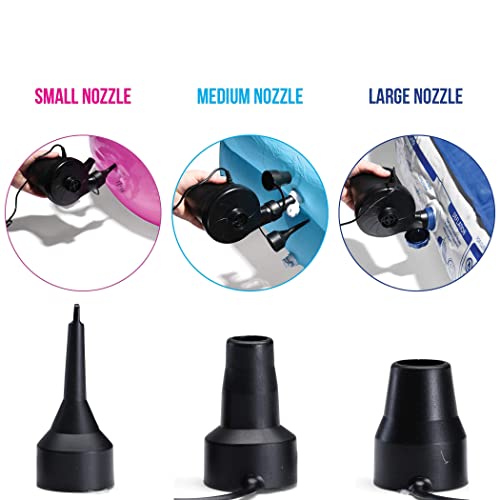 Rextex Electric Air Pump For Inflatables With Plug - Air Mattress Pump For Inflatable Couches, Portable Inflator And Deflator With 3 Nozzles For Air Beds, Boats, Toys, Pool Floats, Pool Raft Bed Boat