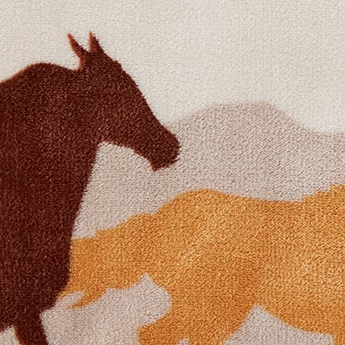 NC Wrangler Running Horse Country Sherpa Fleece Throw Blanket, Brown, One Size