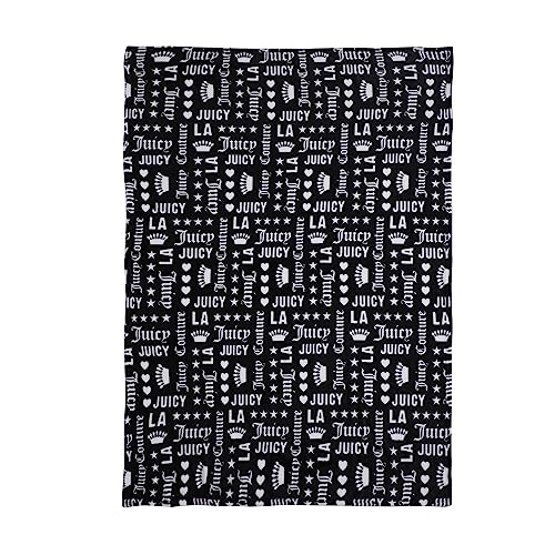 Juicy Couture - Throw Blanket | Crown Royal | Plush And Cozy | Decorative Blankets For Sofas, Chairs And Beds| Luxurious And Soft | Chic Home Decor | Measures 50" X 70" | Black/White