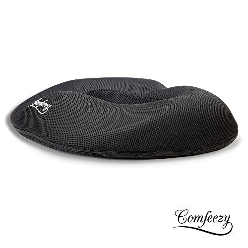 Donut Tailbone & Coccyx Seat Cushion | Pain Relief Pillow For Hemorrhoid, Prostate, Pregnancy, Post Natal, Post Surgery, Sciatica | 550g %100 Memory Foam Provides Luxury Comfort (Black)