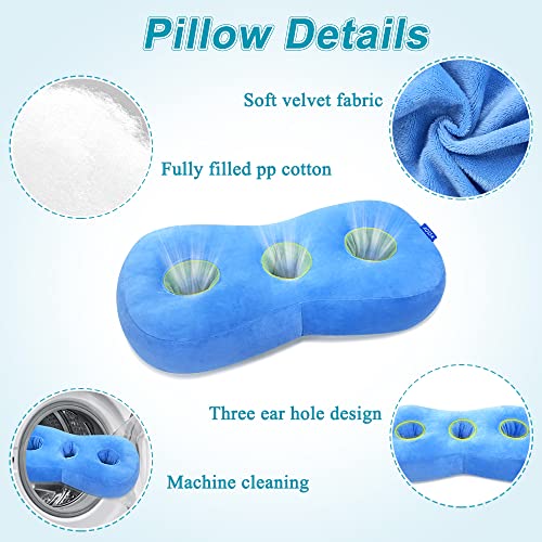AOSSA Piercing Pillow For Side Sleepers Ear Protector CNH Pillow With Ear Holes For Pressure Sores Ear Pain Relief Headphones Donut Pillow For Head Ear Cushion Side Sleeping Pillow (Blue)