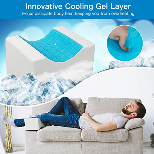 Knee Pillow For Side Sleepers - Wedge Contour Memory Foam Leg Pillow For Sleeping With Extra Cover, Cooling Gel For Sciatica Relief, Leg Pain, Lower Back Pain, Joint Hip Pain