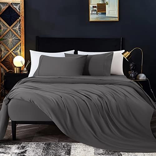 1200 Thread Count Cotton Sheets, 100% Egyptian Cotton Queen Size Sheets, Breathable Bed Sheets Set 16-Inch Deep Pocket - Wrinkle And Hypoallergenic - 4 Piece (White, Queen)