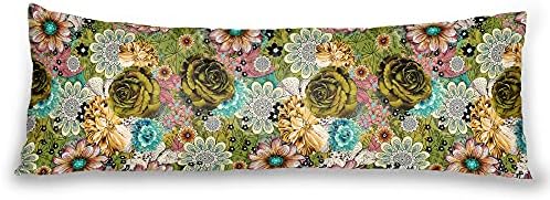 Body Pillowcase, Bohemian Flower Ultra Soft Colorful Velvet Full Long Body Pillow Covers 20 X 54 With Zipper, Total Boho Floral Body Pillow Protector, For Adults Women And Men (Blue White)