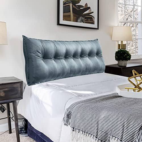 Rectangular Headboard Body Reading Pillow Bedside Oversized Throw Cushion Extra Large Backrest Lumbar Pillows Positioning Back Support Bolster For Bed Sofa Couch Velvet Grey Queen