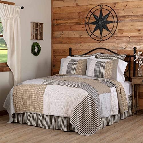 Ashmont Ticking Striped Cotton Farmhouse King Bedding Accessory, Pillowcase Set 21x40, Charcoal Grey