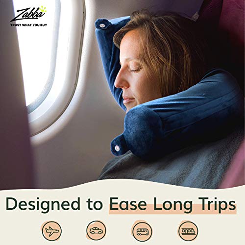 Fern And Willow Neck Pillow For Travel - Bendable Twist Memory Foam Traveling Pillows For Airplane & Car, Provides Head, Shoulder, And Chin Support - Navy Blue