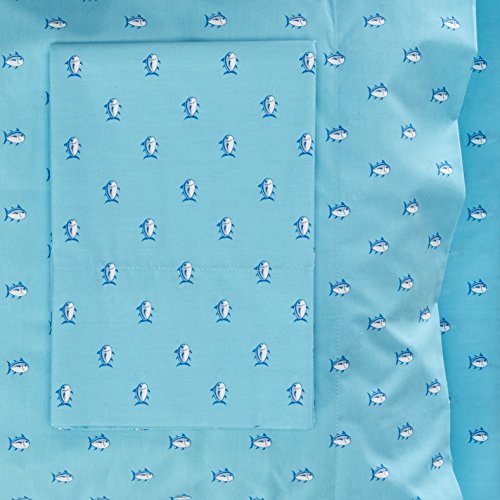 Southern Tide Home Printed Skipjack Cotton Sheet Blue Topaz, Full