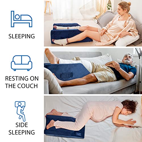 Airensky 3-Height Adjustable Leg Elevation Pillow For After Surgery, Memory Foam Wedge Pillow With Handles For Blood Circulation, Leg Swelling Relief And Knee Surgery Recovery, Washable Velvet Cover