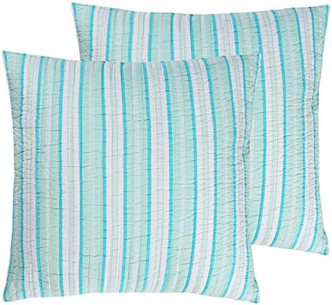 Homthreads By Levtex Home - Beach Days Quilt Set - Queen Quilt (88x92in.) + Two Standard Pillow Shams (26x20in.) - Coastal Beach - Teal Blue Yellow Green Brown Pink - Reversible - Cotton Fabric