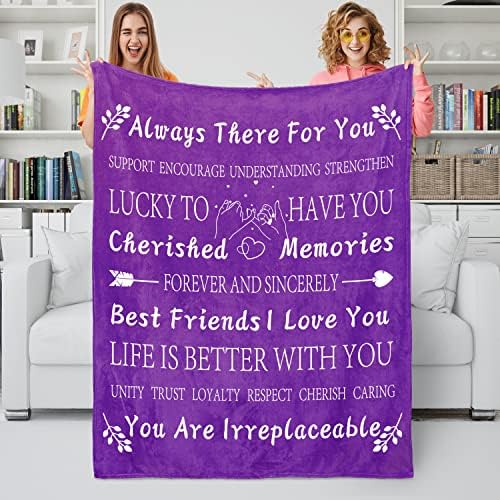Best Friend Birthday Gifts For Women Unique Female Friendship Gifts For Bestie Fleece Throw Blanket 50"x60" (Seablue)