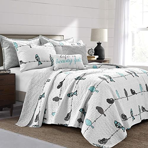 Rowley Birds Duvet 3 Piece Bedding Set With Floral Animal Bird Print, Full/Queen, Multi