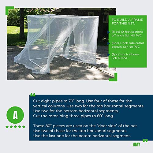 Ultra Large Mosquito Net With Carry Bag, Large 2 Openings Netting Curtains | Camping, Bedding, Patio | Carrying Pouch And Hanging Kit