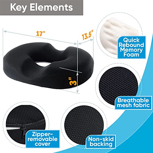 5 STARS UNITED Knee Pillow For Side Sleepers And Half Moon Bolster Semi-Roll Pillow And Donut Pillow Hemorrhoid Tailbone Cushion, Bundle