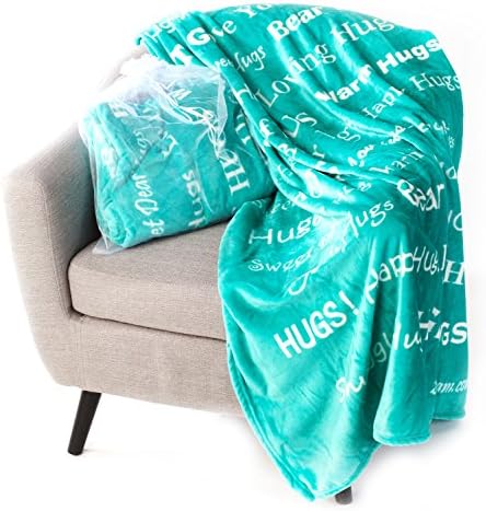 “Hugs” Plush Throw Blanket- Inspired Gift Ideas For The Entire Family, Comfort Gifts, Blue