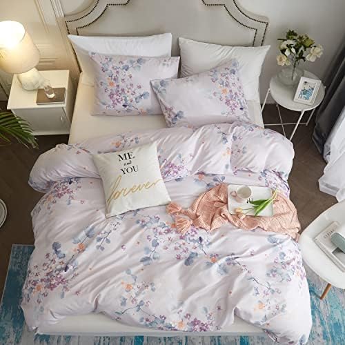 OyoLady Duvet Cover Set Queen Size, 3 Pieces Lightweight Soft Microfiber Bedding Comforter Cover For All Seasons (Queen, 90x90 Inches, Leaf)