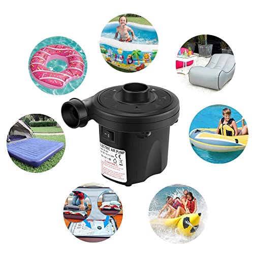 Electric Air Pump, Portable Air Pump With 3 Nozzles, Quick-Fill Inflator/Deflator, 110V AC/12V Car Charge, For Outdoor Camping, Inflatable Cushions, Air Mattress Beds, Boats, Swimming Ring