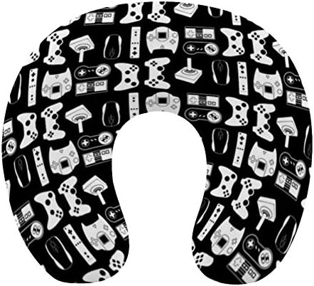 SWEET TANG Chin Supporting Neck Pillow - Memory Foam Video Game Weapon Funny Gamer Black Travel Pillow With Breathable & Comfortable Zip Cover, Machine Washable Airplane Travel Car Sleeping Pillow