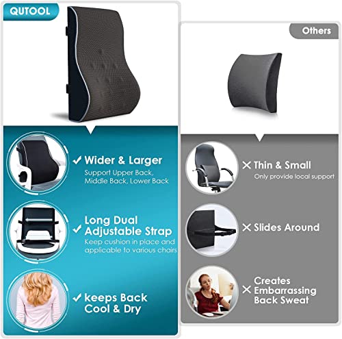 Lumbar Support Pillow For Office Chair Back Support Pillow For Car, Computer, Gaming Chair, Recliner Memory Foam Back Cushion For Back Pain Relief Improve Posture, Mesh Cover Double Adjustable Straps