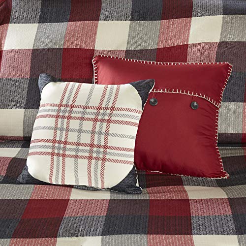 Madison Park Ridge 6 Piece Herringbone Duvet Cover Set Red, King/Cal King(104"x92") (MP12-4673)