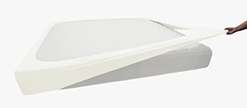  Biscaynebay Decorative Box Spring Cover Queen Size, Ivory Luxurious Jersey Knitting Stretchy Wrap Around 4 Sides Bed Skirt For Home/Hotels, Easy Fit Wrinkle Free Machine Washable