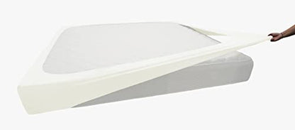  Biscaynebay Decorative Box Spring Cover Queen Size, Ivory Luxurious Jersey Knitting Stretchy Wrap Around 4 Sides Bed Skirt For Home/Hotels, Easy Fit Wrinkle Free Machine Washable