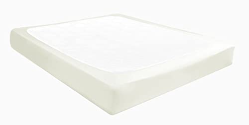  Biscaynebay Decorative Box Spring Cover Queen Size, Ivory Luxurious Jersey Knitting Stretchy Wrap Around 4 Sides Bed Skirt For Home/Hotels, Easy Fit Wrinkle Free Machine Washable